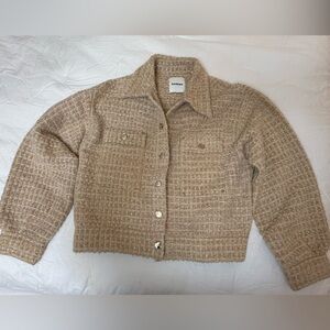 Sandro Cream Tweed Trucker Jacket
